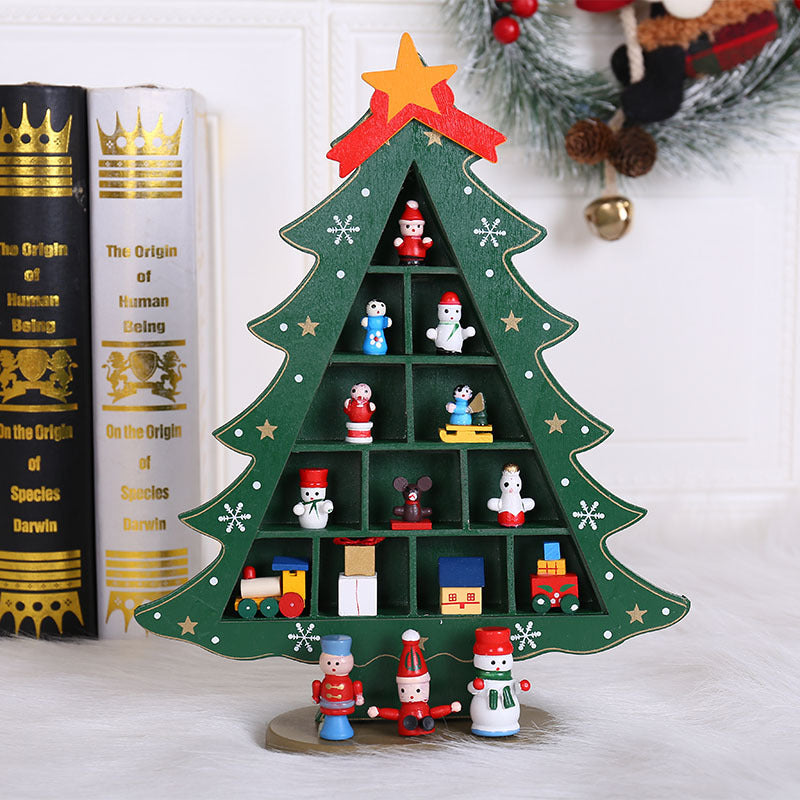 Wooden Christmas Tree Creative Scene Layout Ornaments