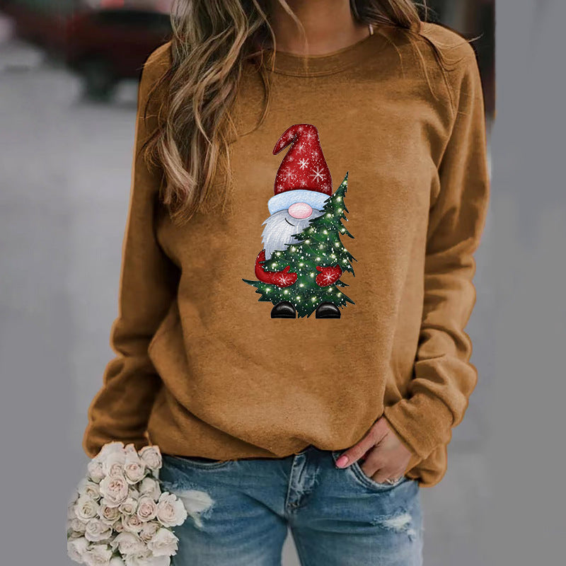 Cute Christmas Hug Graphic Print Crew Neck Pullover