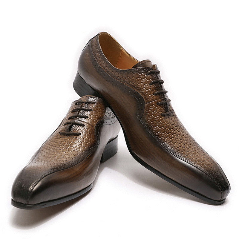 Men's Carved Business Casual Leather Shoes Pointed Lace