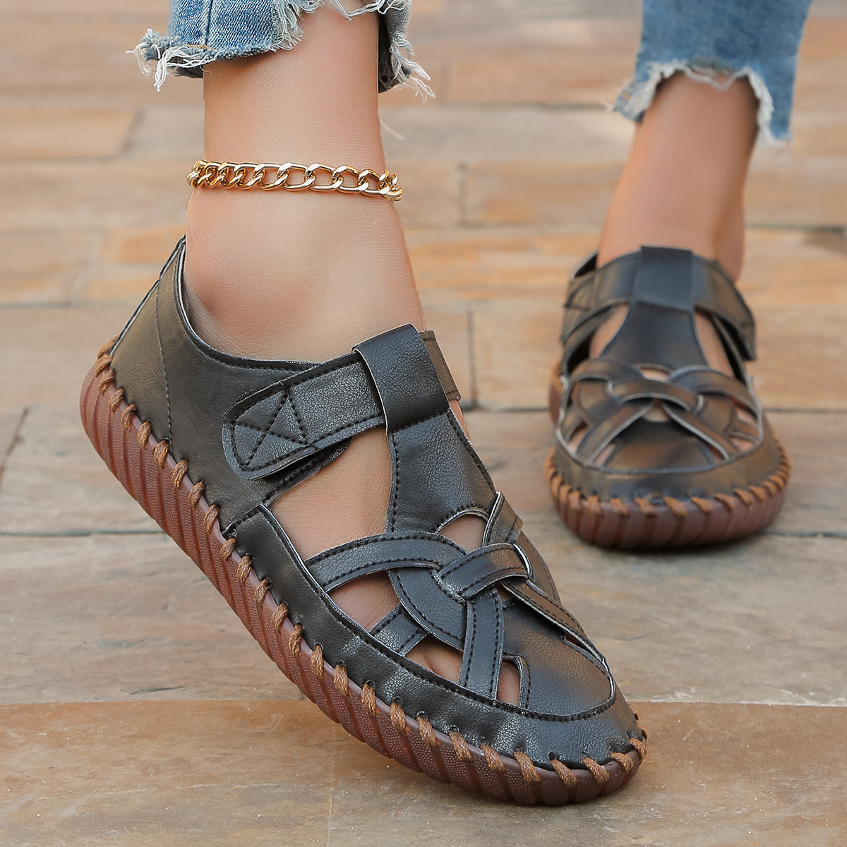 Women's Summer Plus Size Closed Toe Hollow Sandals