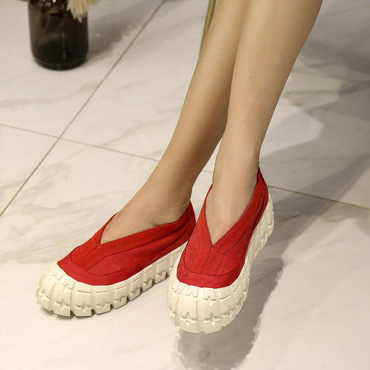 Frosted Baotou Casual Shoes With Platform Soles