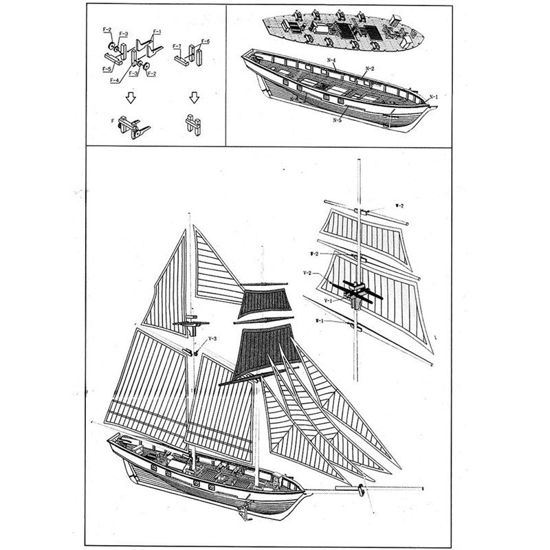 Wooden Assembled Sailboat Model DIY Western Classical Sailboat