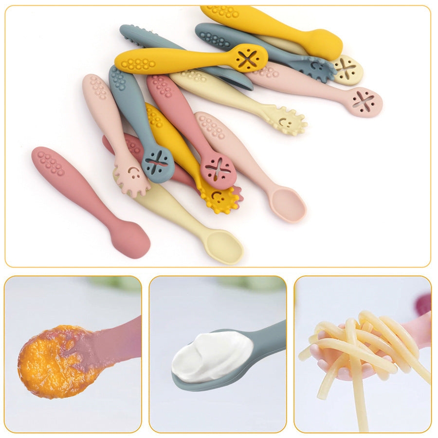 3 Silicone Spoons And Forks Baby Cutlery