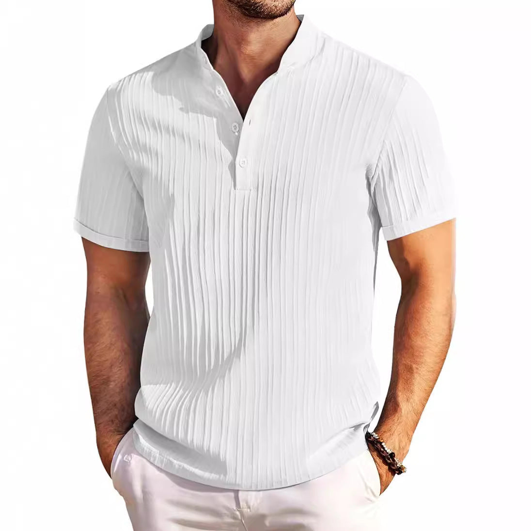 Men's Retro Cotton And Linen Stripes Casual Loose Shirt