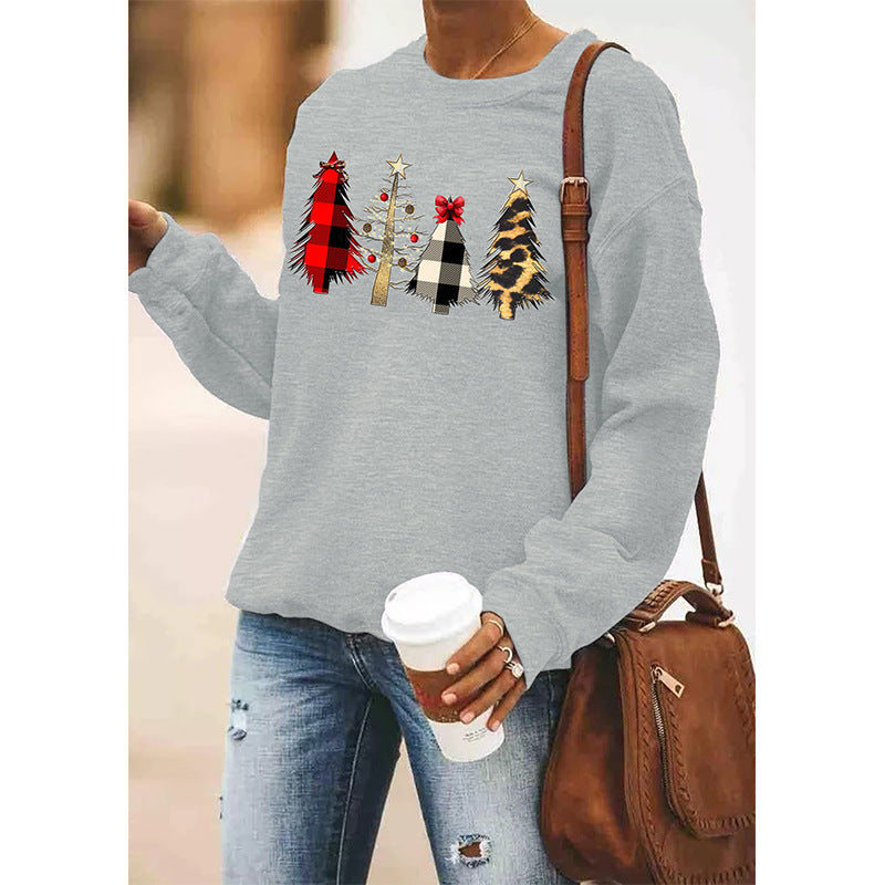 Trendy Women's Round Neck Long Sleeve Christmas Pullover Sweater