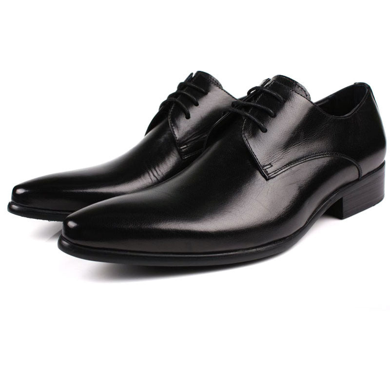 Top Layer Leather Shoes Men's Breathable Pointed Toe