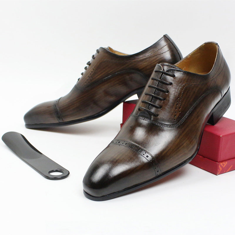 Men's Black Brown Business Casual Leather Shoes