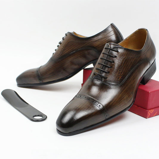 Men's Black Brown Business Casual Leather Shoes