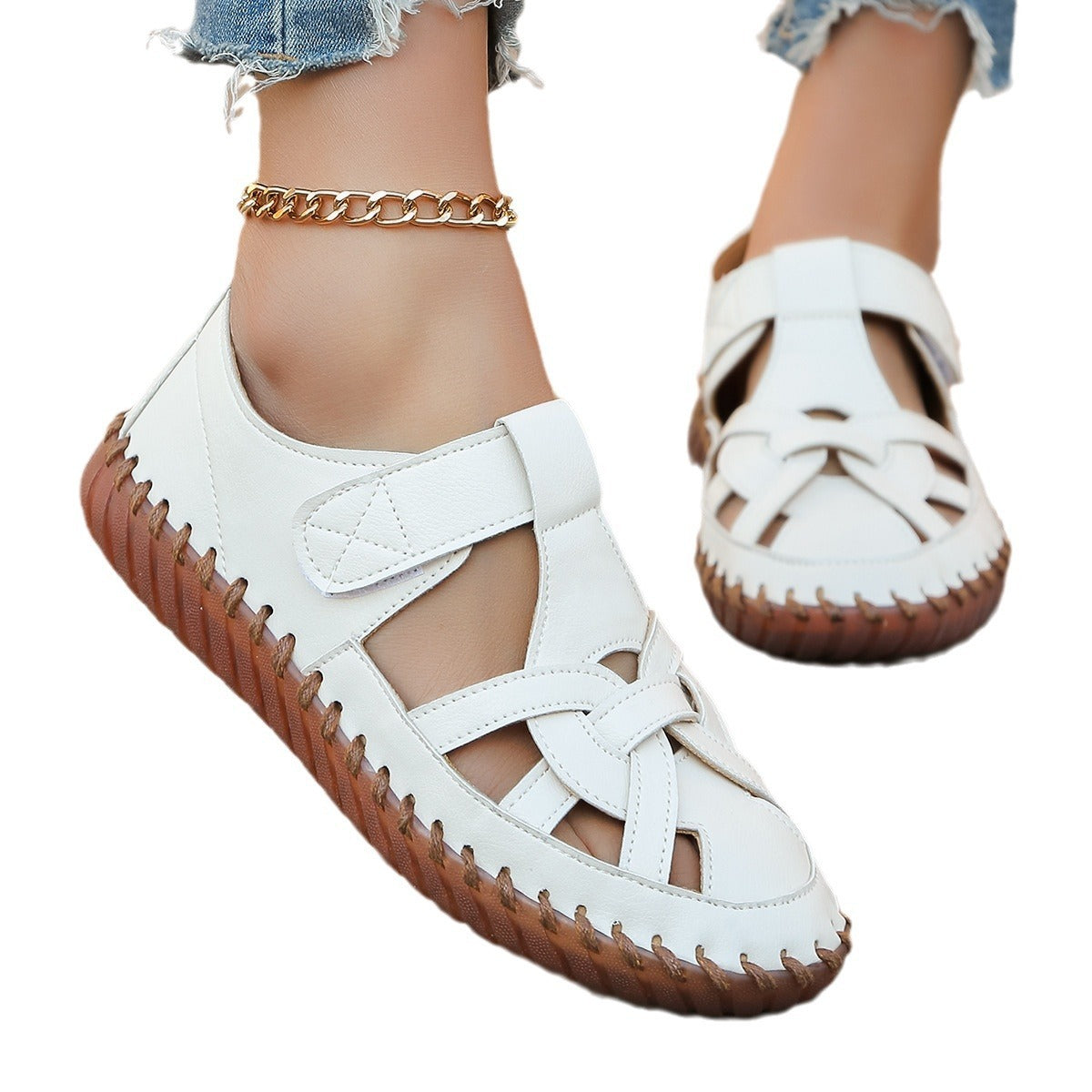 Women's Summer Plus Size Closed Toe Hollow Sandals