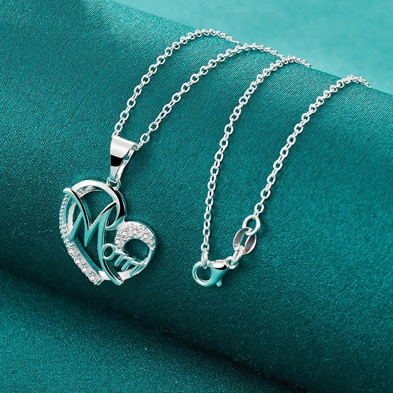 Letter Love Inlaid Zircon Pendant Necklace