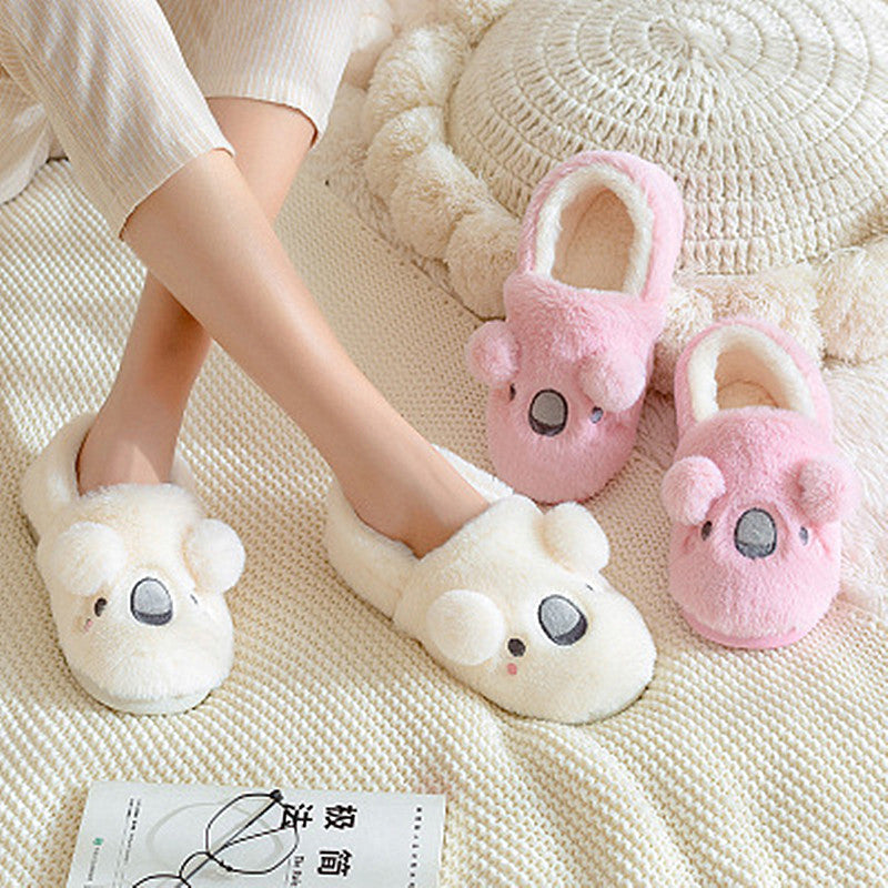 Women's Winter Cute Thick Bottom Non-slip Warm Plush Cotton Slippers