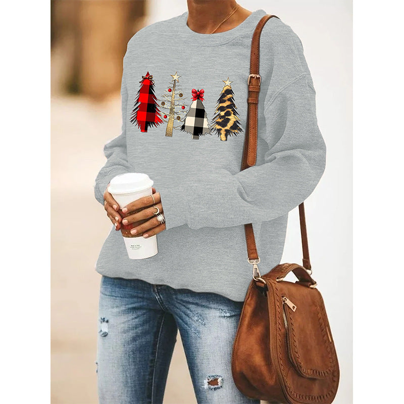 Trendy Women's Round Neck Long Sleeve Christmas Pullover Sweater