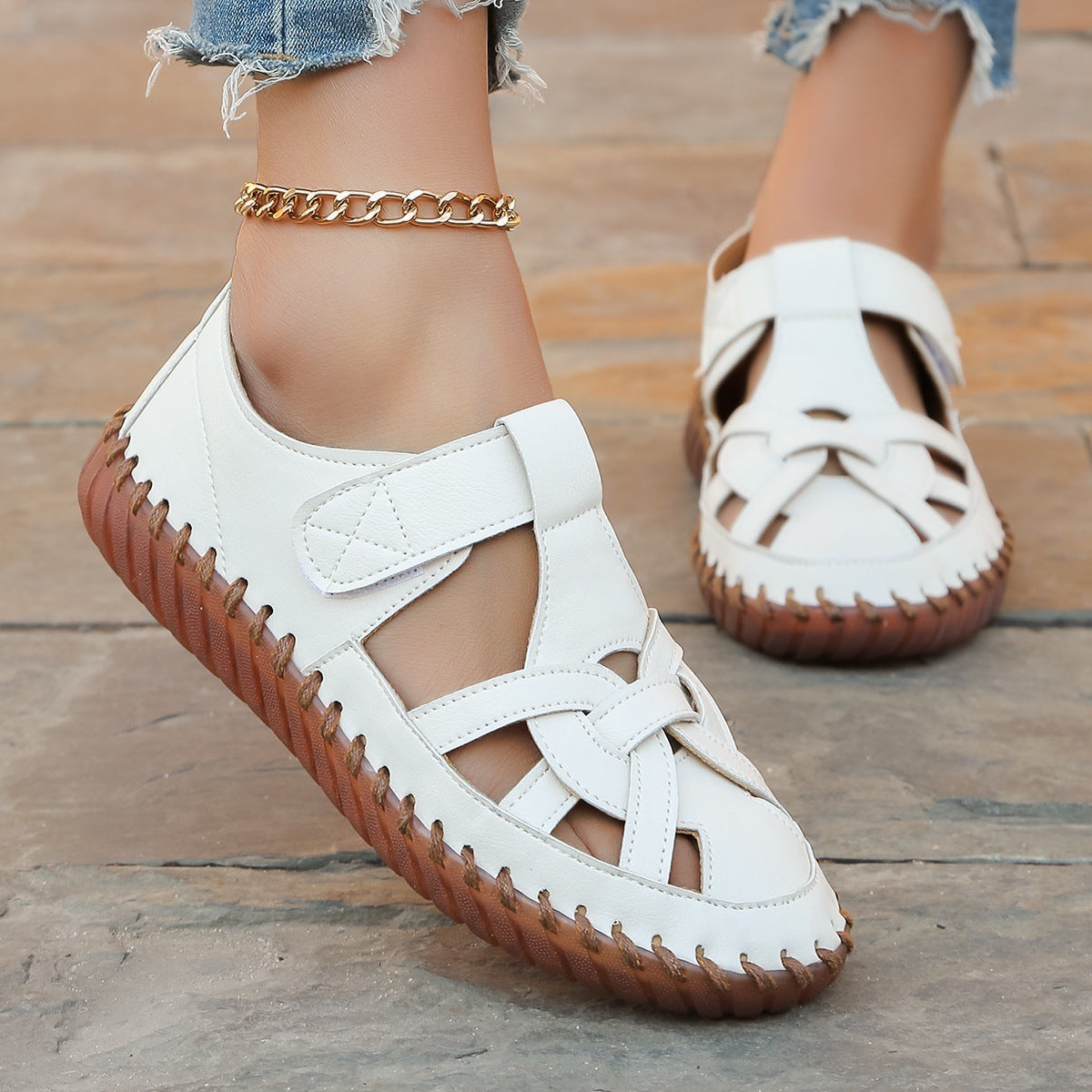 Women's Summer Plus Size Closed Toe Hollow Sandals