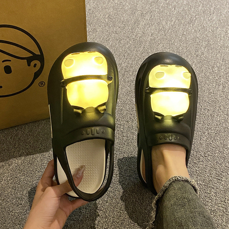 2024 Cute Slipper With Panda Lamp Summer Sandales Femme Light Funny Woman Slippers Shoes Women