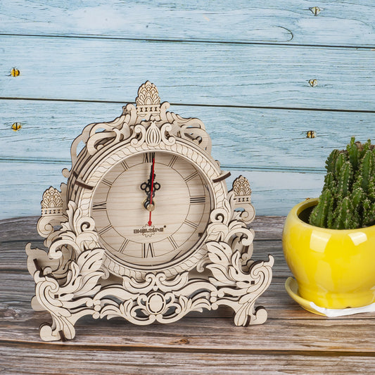 Wood Color Fashion Creative Wooden Clock 3D Puzzle