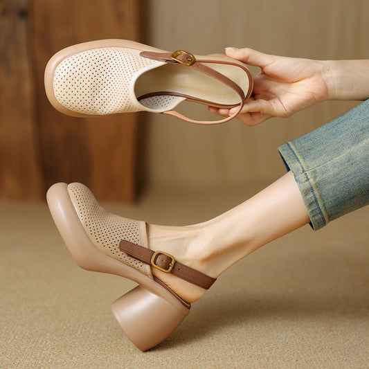 Closed Toe Platform Hollow-out Sandals Women's Round Toe