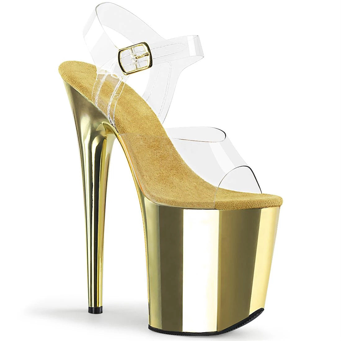 20cm Water Platform High Heels Leather Transparent Upper Sandals