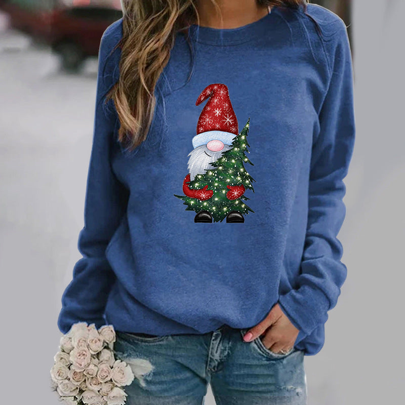 Cute Christmas Hug Graphic Print Crew Neck Pullover