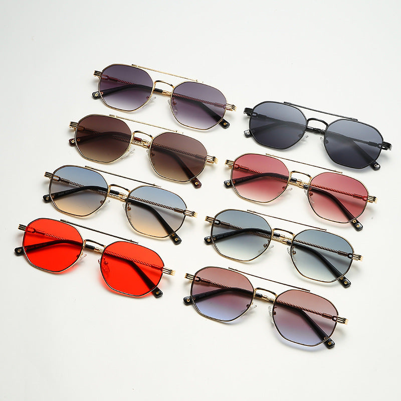 Women's Fashion Irregular Double Beam Small Glasses