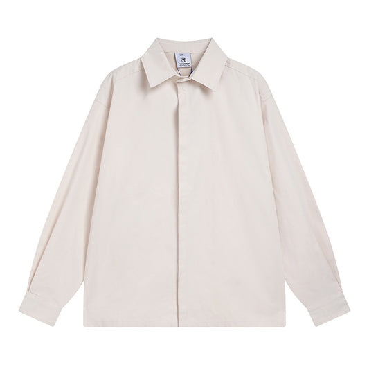 Simple Solid Color Shirt INS American Street Loose