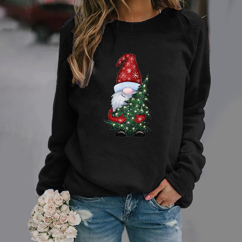 Cute Christmas Hug Graphic Print Crew Neck Pullover