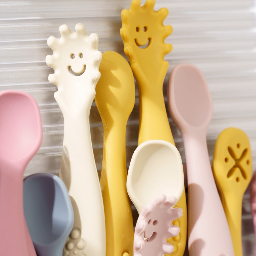 3 Silicone Spoons And Forks Baby Cutlery