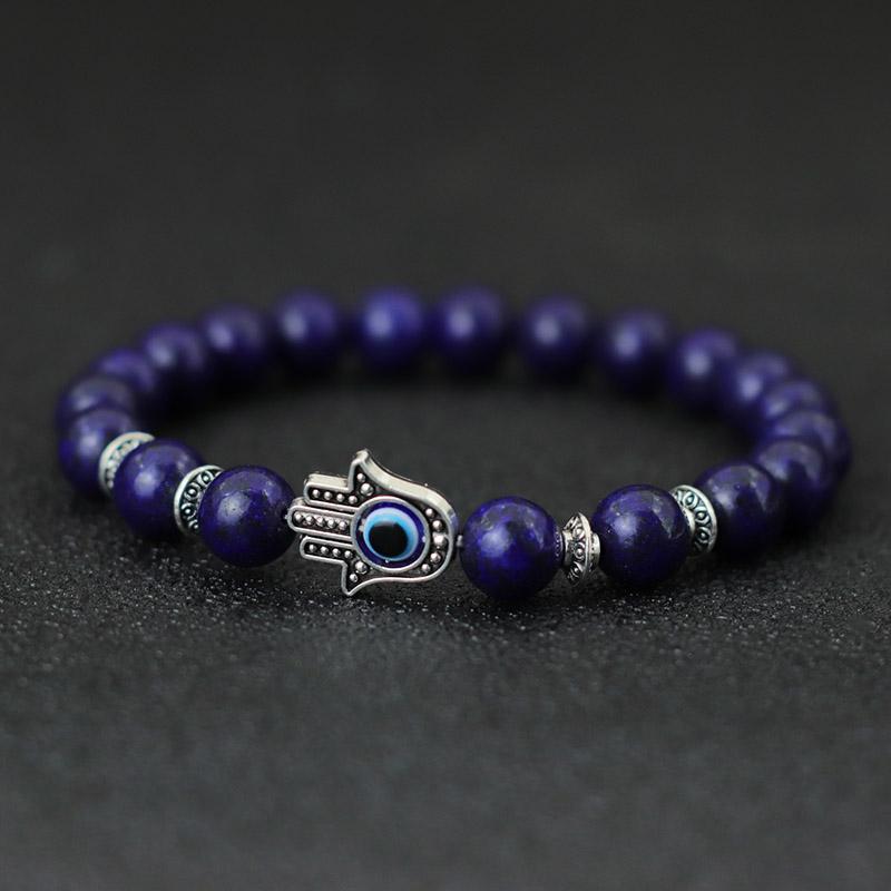 8mm Palm Eye Volcanic Stone Elastic Line Yoga Bracelet