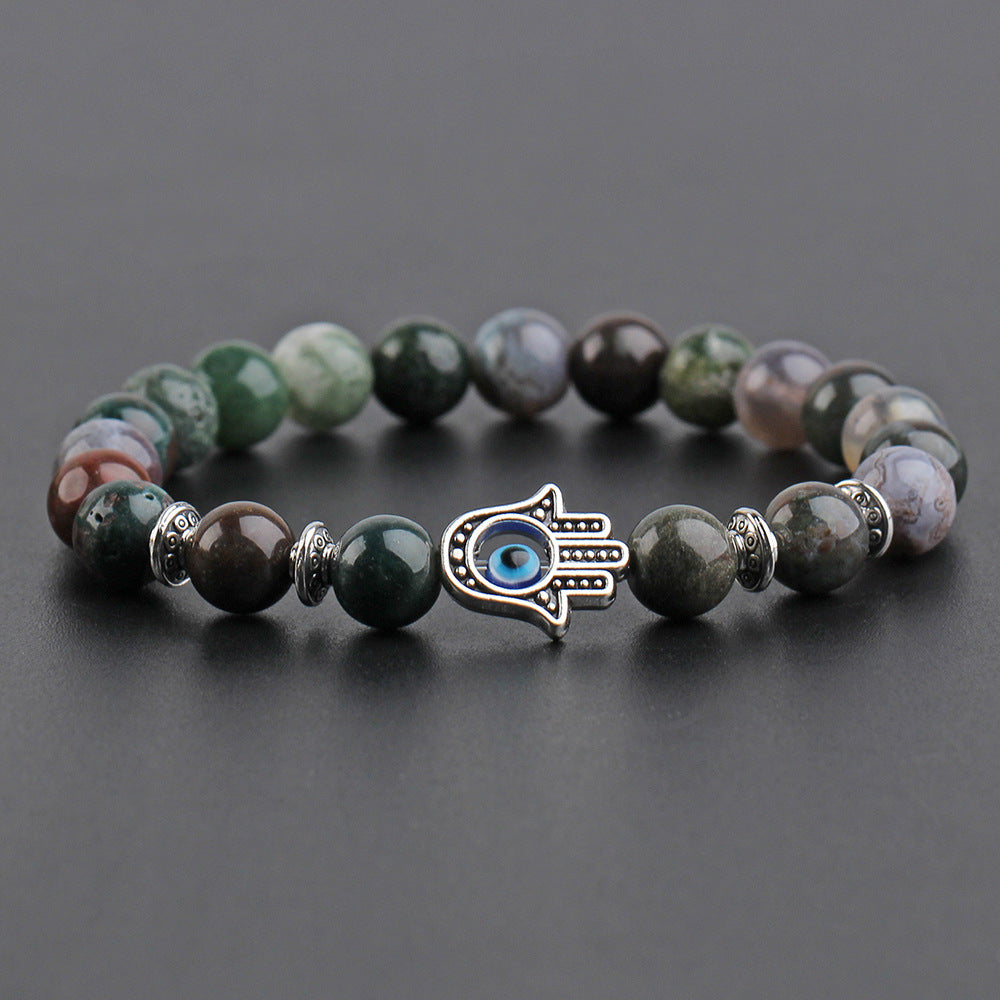 8mm Palm Eye Volcanic Stone Elastic Line Yoga Bracelet