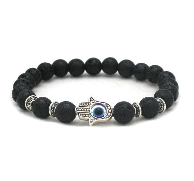 8mm Palm Eye Volcanic Stone Elastic Line Yoga Bracelet