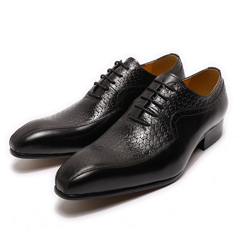 Men's Carved Business Casual Leather Shoes Pointed Lace