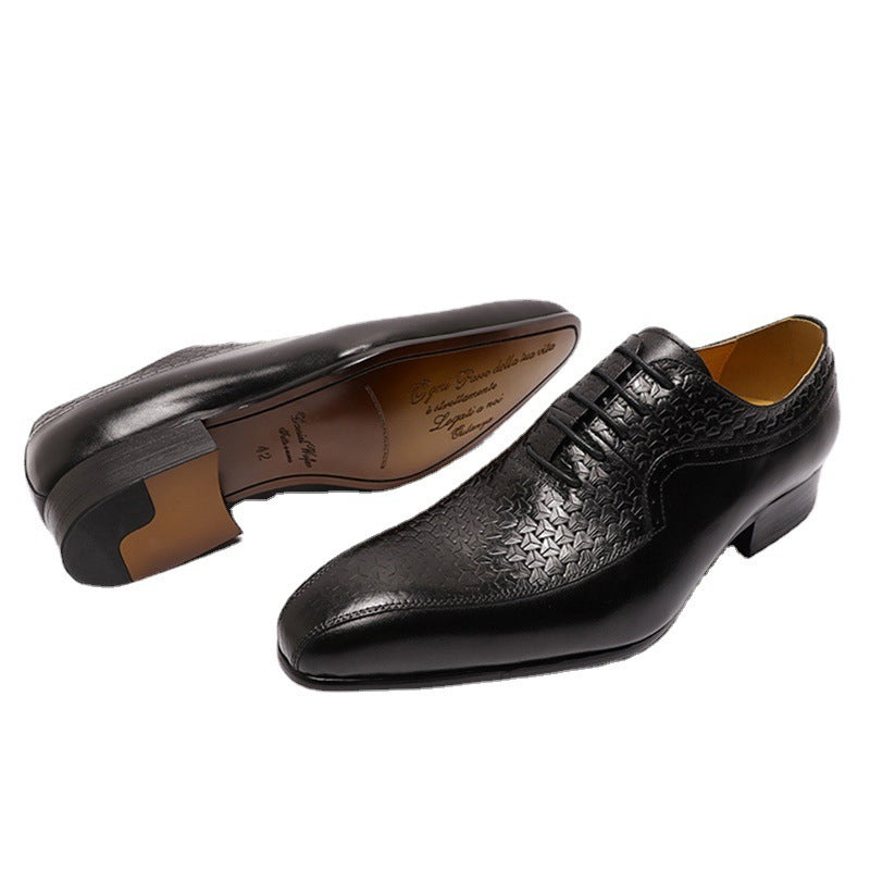 Men's Carved Business Casual Leather Shoes Pointed Lace