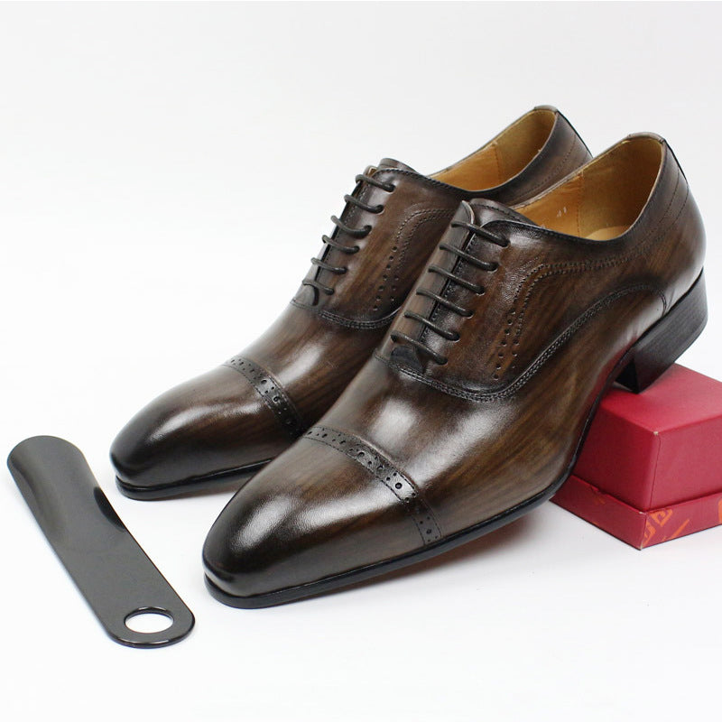 Men's Black Brown Business Casual Leather Shoes