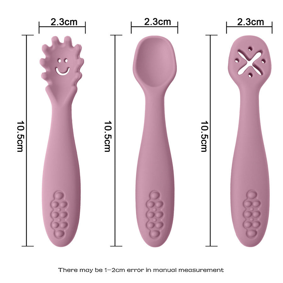 3 Silicone Spoons And Forks Baby Cutlery