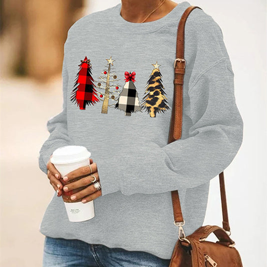 Trendy Women's Round Neck Long Sleeve Christmas Pullover Sweater