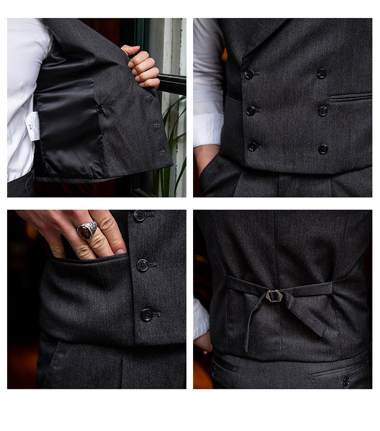 Slim Business Double Breasted Solid Color Vest Man