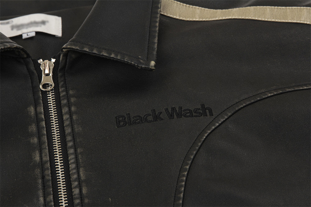 Distressed PU Leather Jacket Cotton Clothes Men