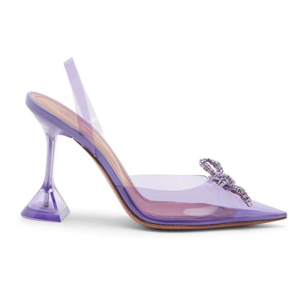 Summer Butterfly Rhinestone Buckle Sexy Closed Toe High Heels