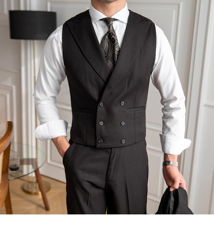 Autumn Men's Double Breasted Slim Fit Plus-sized Vest
