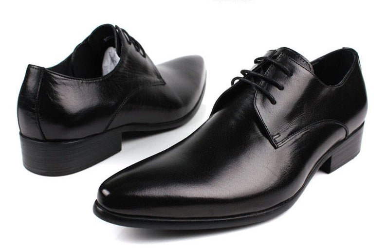 Top Layer Leather Shoes Men's Breathable Pointed Toe