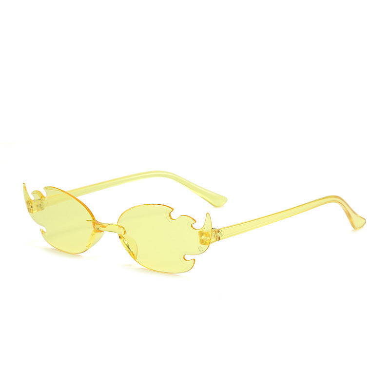 Flame European And American Personalized Trend One-piece Frameless Colorful Dance Party Candy Color Glasses