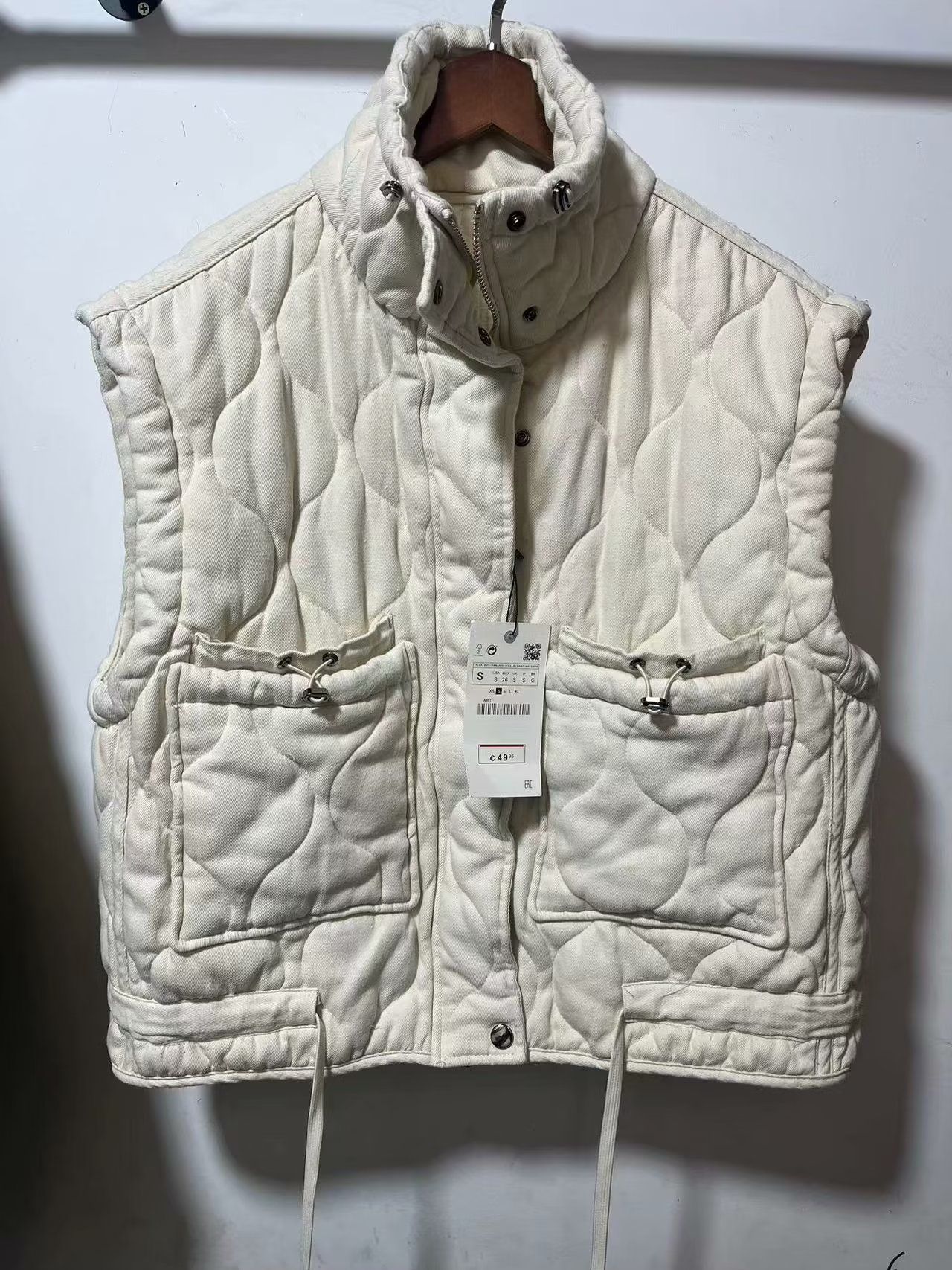 Women's Stand Collar Casual Sleeveless Gray Cotton Clothes Vest