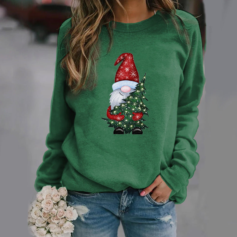 Cute Christmas Hug Graphic Print Crew Neck Pullover