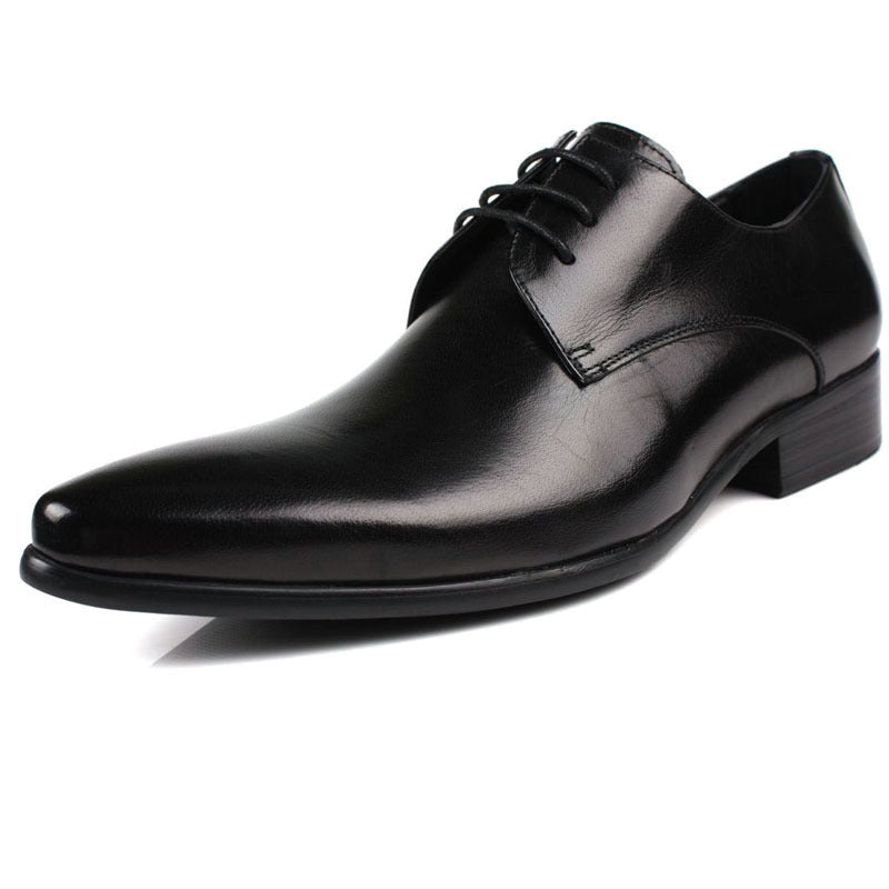 Top Layer Leather Shoes Men's Breathable Pointed Toe