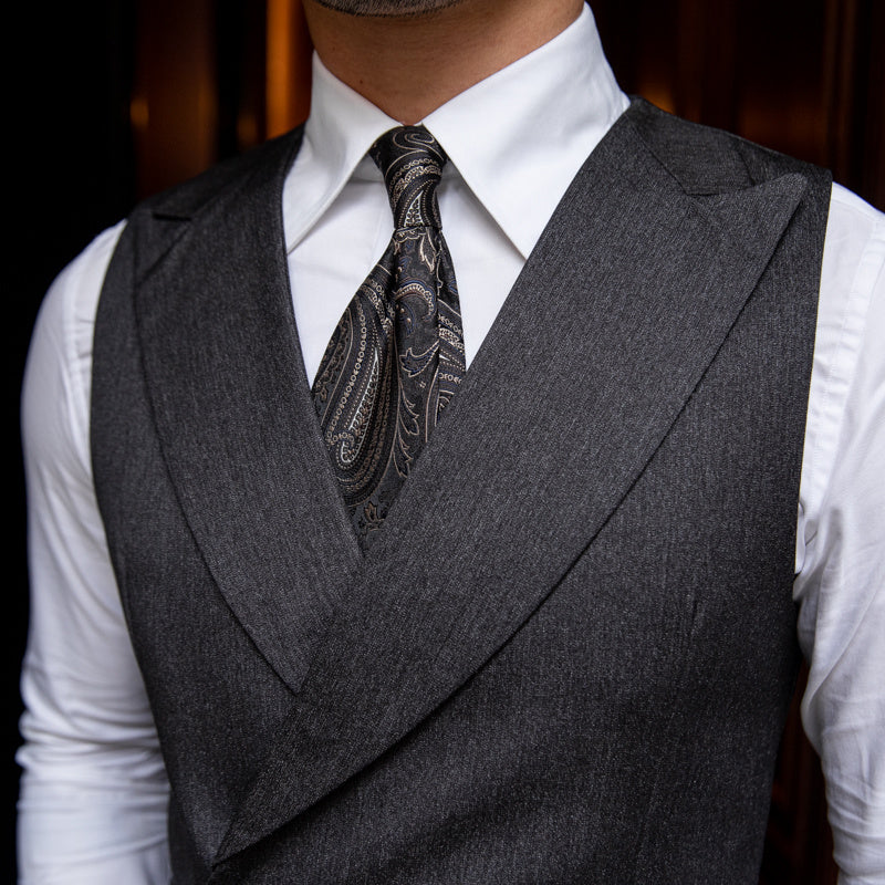 Slim Business Double Breasted Solid Color Vest Man