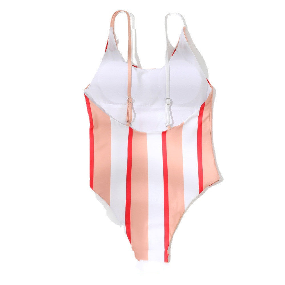 One-piece Bikini One-piece Swimsuit Striped Slimn