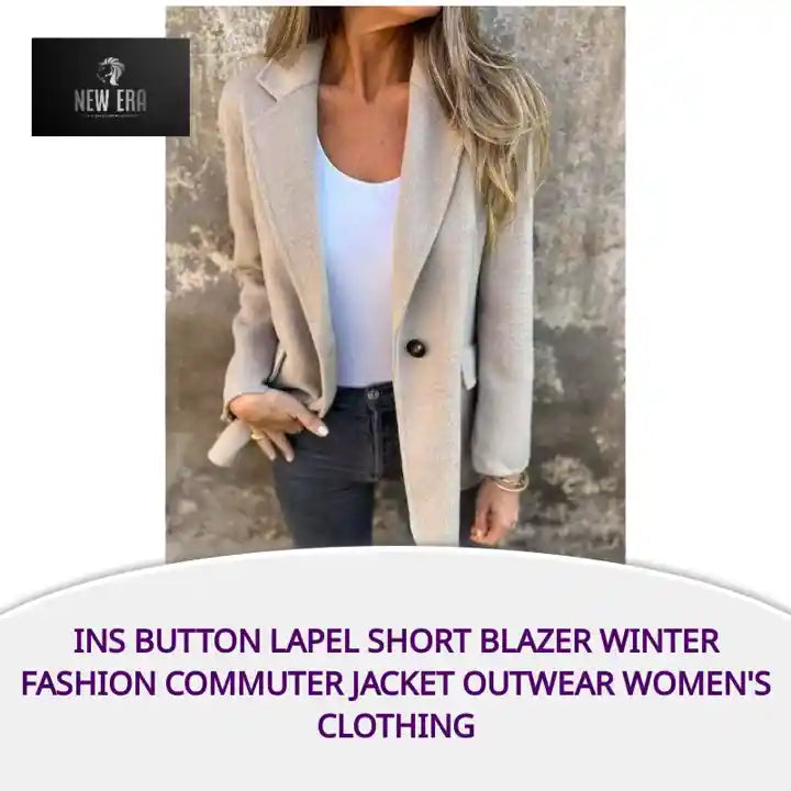Ins Button Lapel Short Blazer Winter Fashion Commuter Jacket Outwear Women&#039;s Clothing by@Outfy